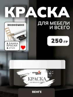 Краска для мебели и дерева меловая Венге 0,25 кг
