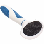 Расческа - пуходёрка для животных «ЛАПУСИКИ», коллекция БРО, прорезиненная ручка, цвет белый/голубой, 8.5*17.5см (блистер)