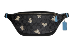 COACH Warren Signature Coated Canvas With Refined Calfskin Shoulder Bag, Fanny Pack Large Men"s Black