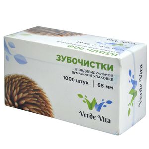Зубочистка  VERDE VITA в индивидуальной бумажной упаковке 1 000 шт/уп