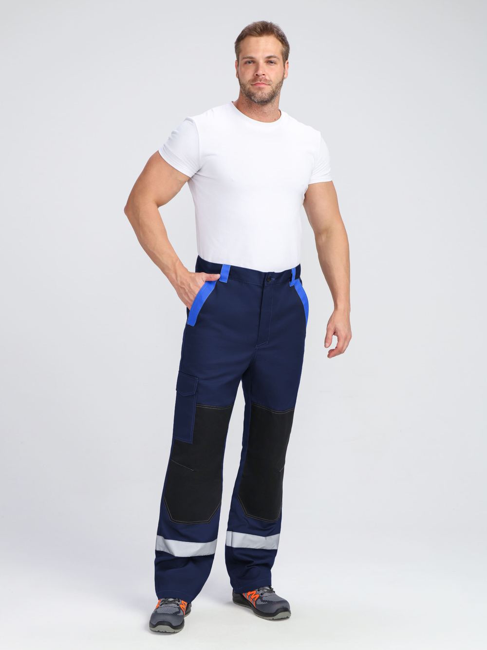 Костюм ProfLineBase-1 (тк.Твил,210) брюки, т.синий/черный/васильковый