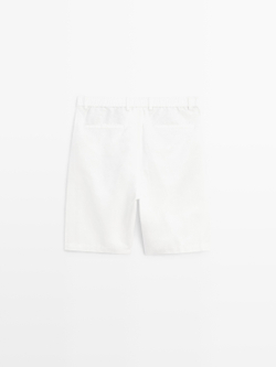 Massimo Dutti Бермуды из смесовой льняной ткани, белый