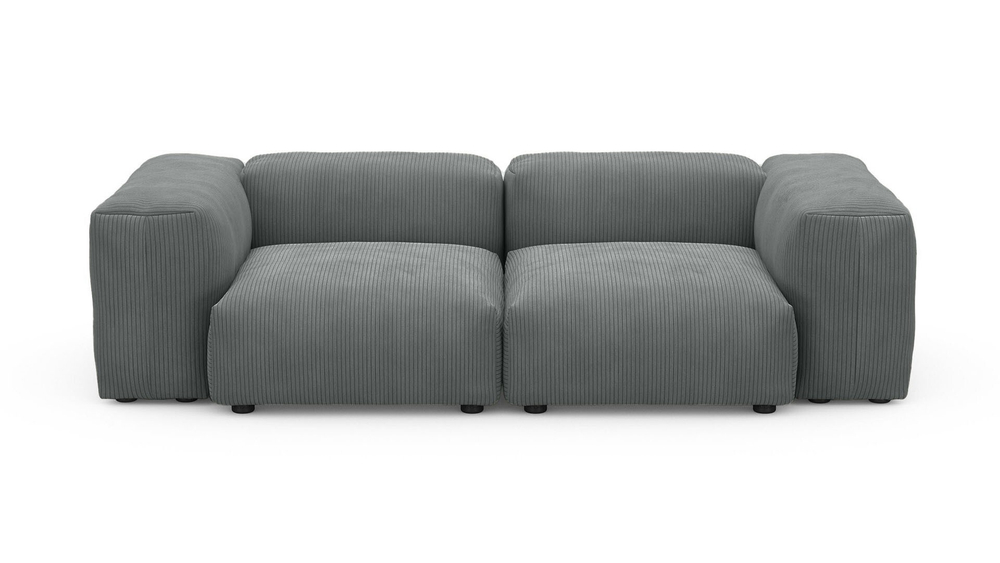 Диван Фиджи двухсекционный (малый) Cilium Steel 231*116*62 см, Серый Вельвет Нераскладной Фиеста