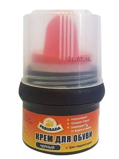 ПРЕГРАДА Крем д/обуви 50мл "Черный" (банка с губкой)