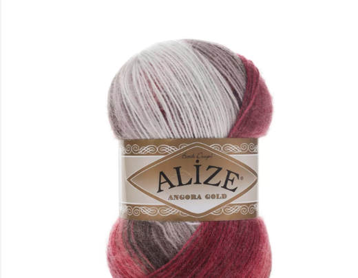 Пряжа ALIZE "Angora Gold Batik" 1984 коралл/кремовый
