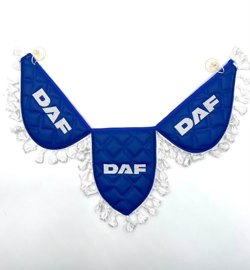 Вымпел тройной Daf (экокожа, синий с белой вышивкой)