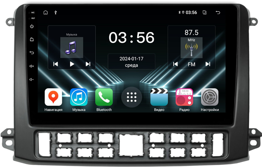 Магнитола для ГАЗ Газель НН 2019+, Соболь НН 2022+ (рамка черная) - FarCar DX10-9711B монитор 10.36" IPS на Android 13, 4+64Гб, CarPlay