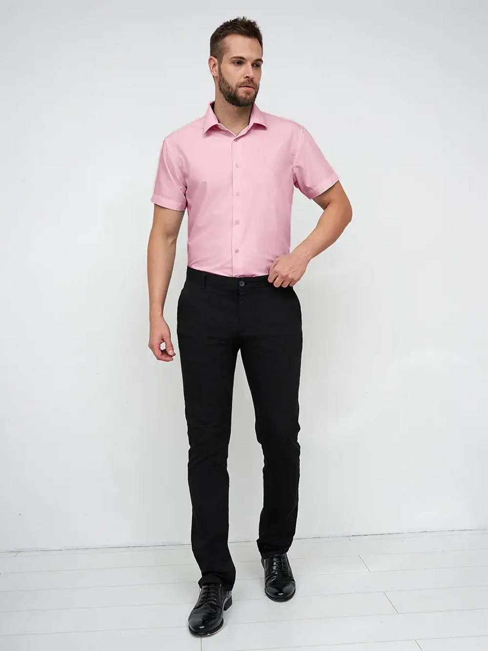 Рубашка приталенная с коротким рукавом