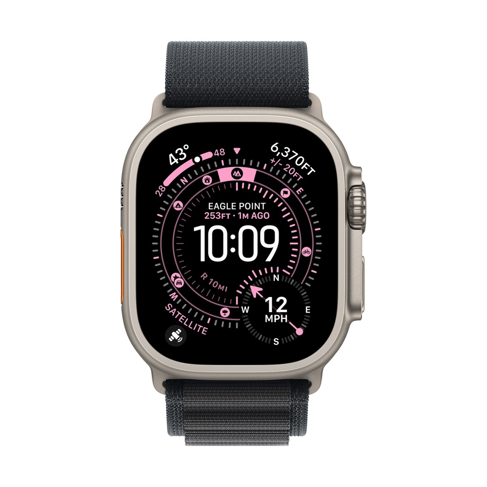 Apple Watch Ultra 3 (2025), 49 мм корпус из титана цвета «Natural», ремешок Alpine Loop размера L цвета «Black»