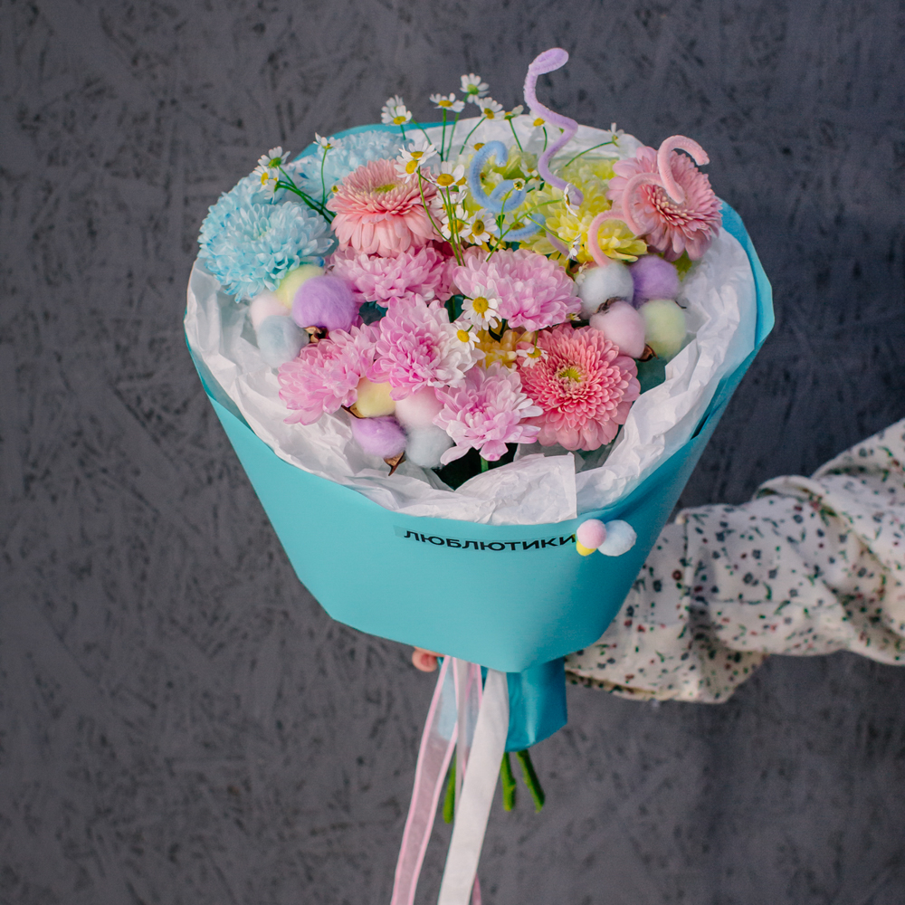 108. Нежный пастельный дофаминовый букет
