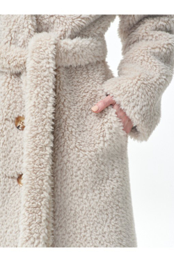 Пальто женское чебурашка из искусственной шерсти, бежевая, SilverFox