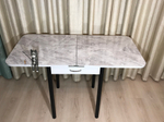 Раскладной стол с ящиком на черных ножках Grey Marble