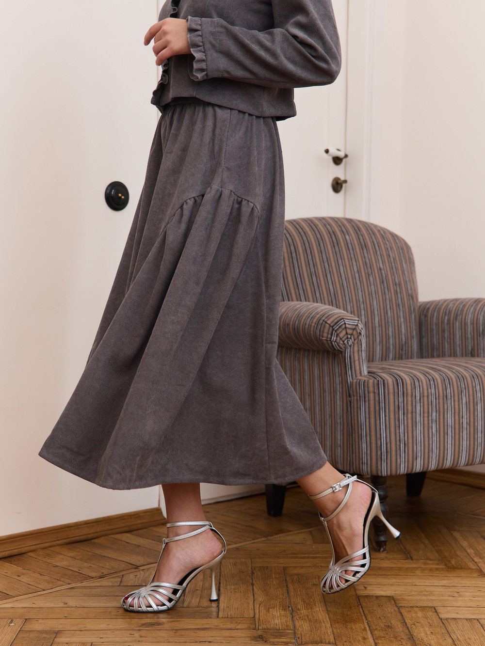 Юбка бохо вельветовая миди