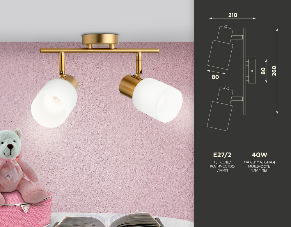 TR3969/2 BS/FR латунь/белый матовый  E27*2 max 40W 260*80*210