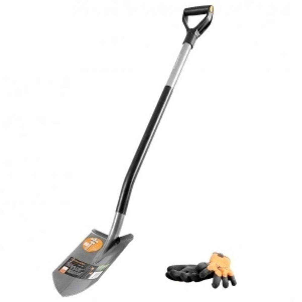 Лопата Fiskars садовая штыковая Ergonomic + перчатки   131416/1003460