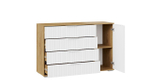 Комод для одежды с ящиками и полками Дуб Крафт золотой/Белый матовый 4 ящика 129х41х84 см