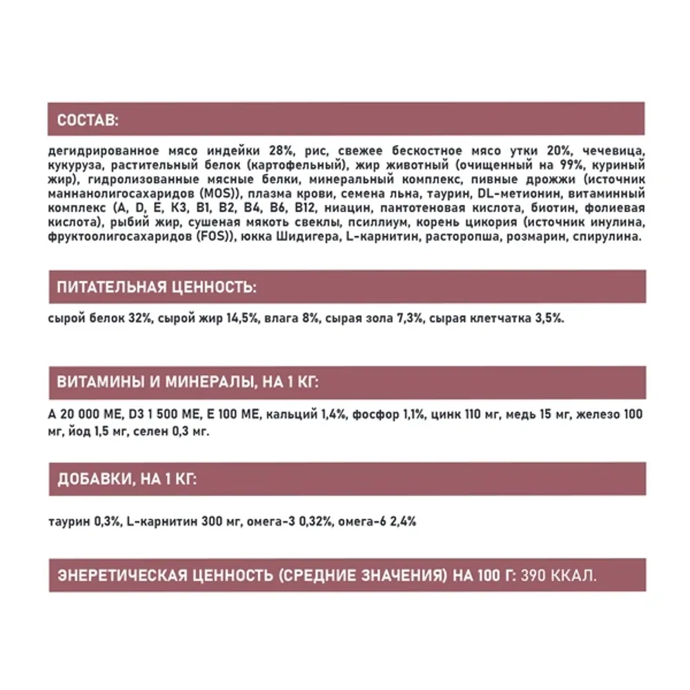 Сухой корм AWARD Special Care Sensitive Digestion для кошек с чувствительным пищеварением, со свежим мясом утки, 1,5кг