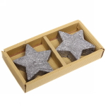 Свечи новогодние «Звездочки блестящие» 5,5 см (набор 2 шт), серебро