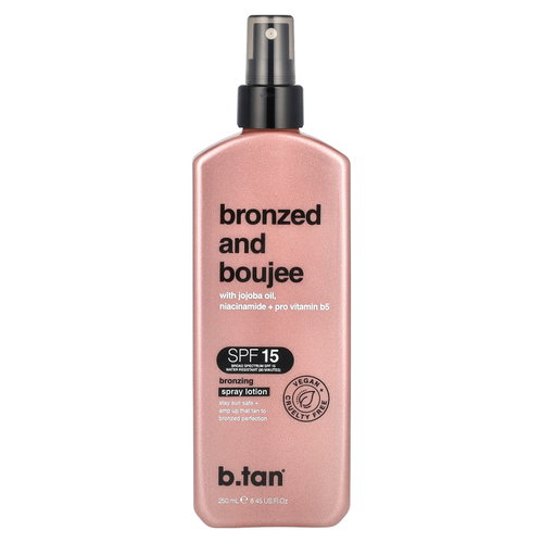 b.tan, Bronzed and Boujee, бронзирующий лосьон-спрей, SPF 15, 250 мл (8,45 жидк. унц.)