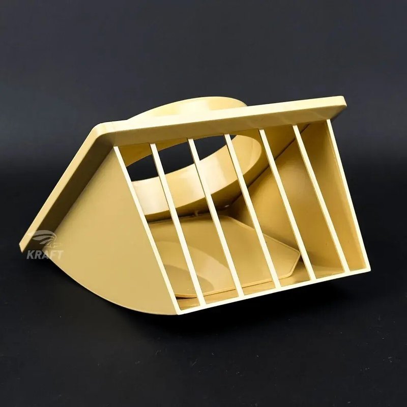 Вывод, выход стенной 175х175 мм с обратным клапаном с выходом D120 бежевый