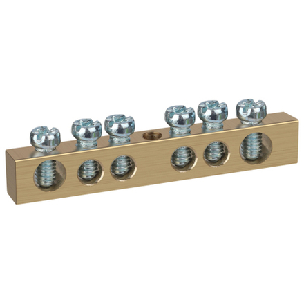 Шина ЭРА NO-122-13 PEN земля-ноль 6х9мм 6/1 латунная с креплениями по центру