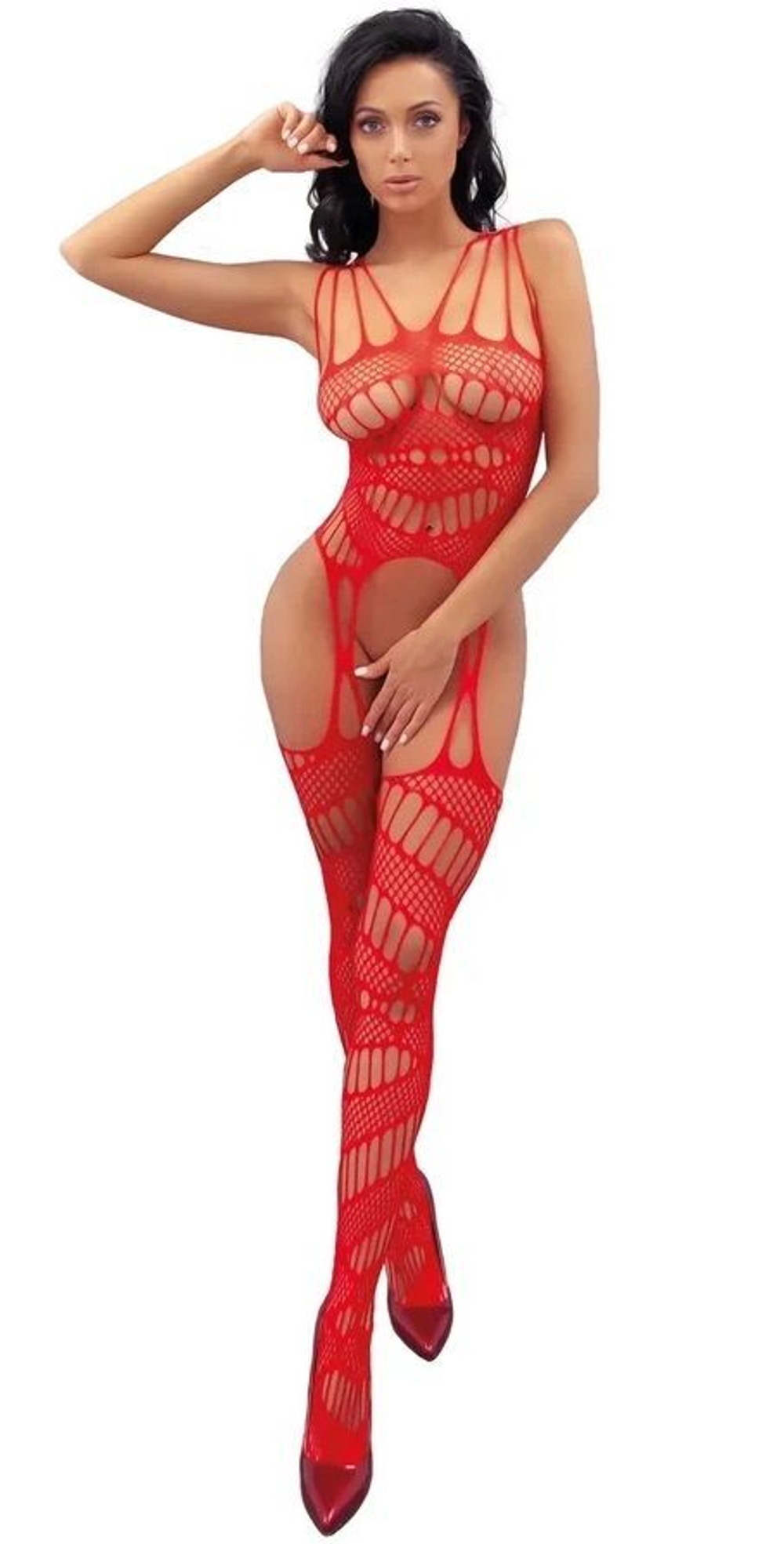 Сексуальный боди-комбинезон с бретельками Agata (Размер: S-M-L) (Цвет: красный)