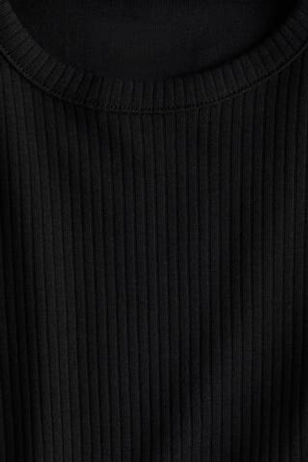 H&M Хлопковый топ в рубчик, черный