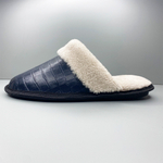 Тапочки для дома из кожи с тиснением | Синий