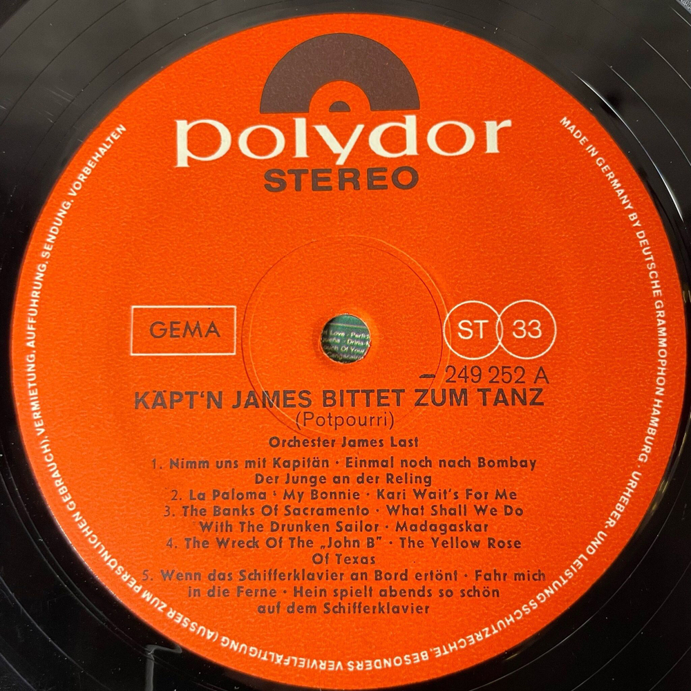 Винтажная виниловая пластинка LP James Last Джеймс Ласт Kapt'n James Bittet Zum Tanz (Германия 1975)