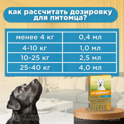 Капли на холку против блох, клещей и круглых гельминтов Elanco Адвокат для собак от 4 до 10кг, 1пипетка