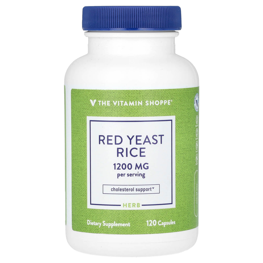 The Vitamin Shoppe, красный ферментированный рис, 120 капсул (600 мг в 1 капсуле)