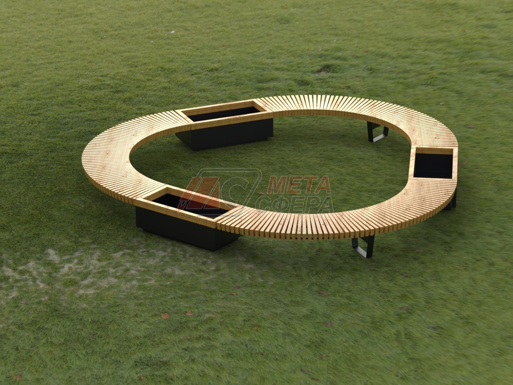 Лавка Rail Road 02 с 3-мя вазонами