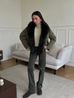 Парка Extra Lux с натуральным мехом хаки