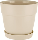 Горшок для цветов пластиковый 2л d-17см «Villa de Fiori» с фиксируемым поддоном, калифорнийский миндаль