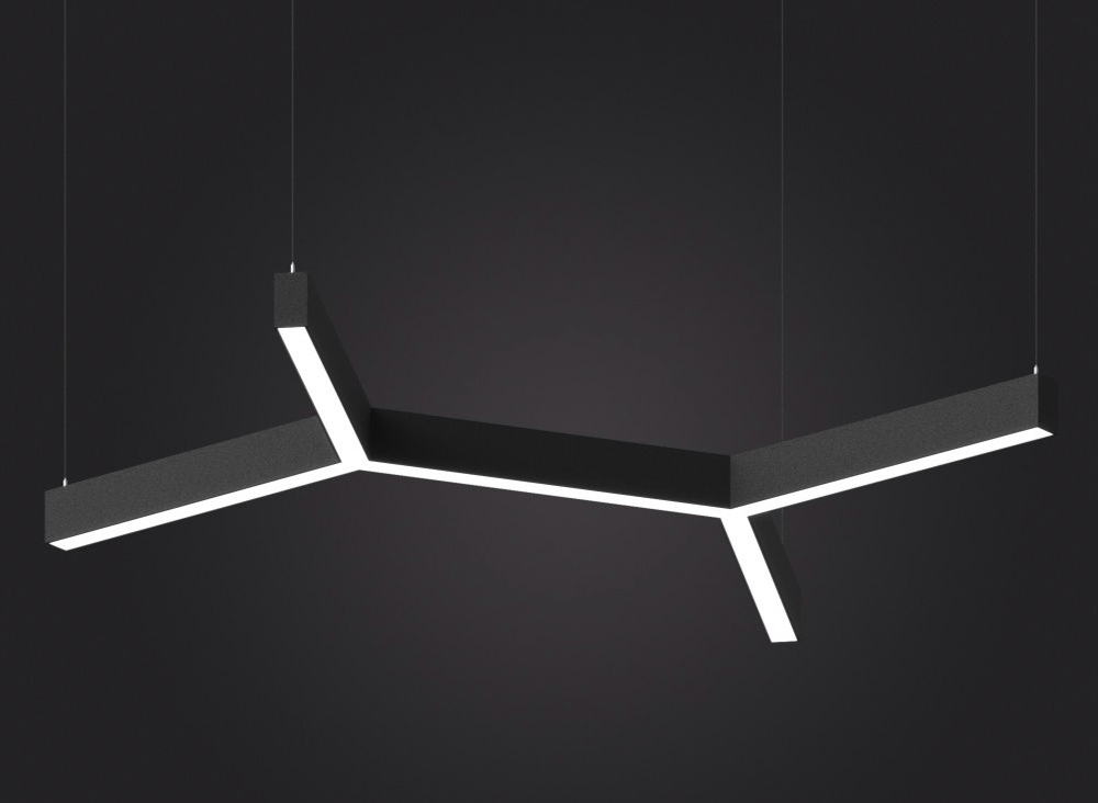 Подвесной LED светильник LP85-TRIOLA-DUO-1300 182Вт (сегмент 1328 мм) 5000K 16744Лм черный 2743х2350х80мм DARKLUM