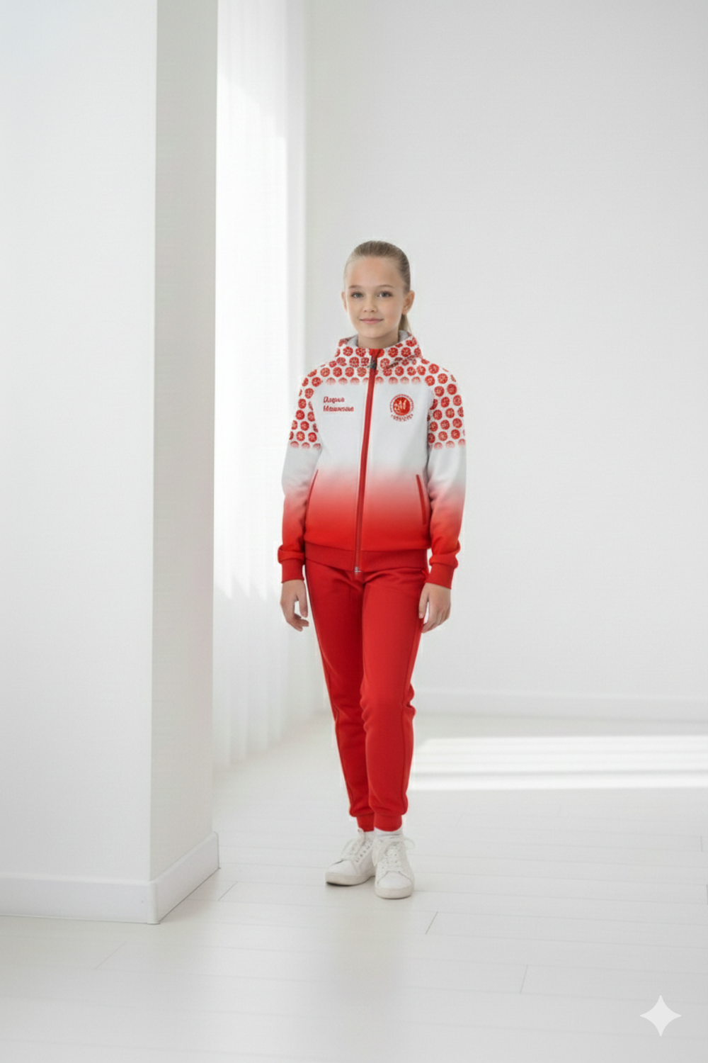 Sports team red suit with gradient and logo