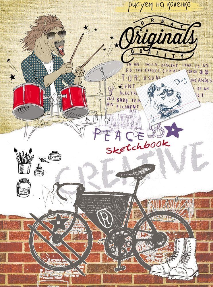 Скетчбук А5 64л., "Конь-барабанщик", 100 г/м2, Проф-Пресс, 7БЦ, ламинация, жёсткая подложка, белый офсет