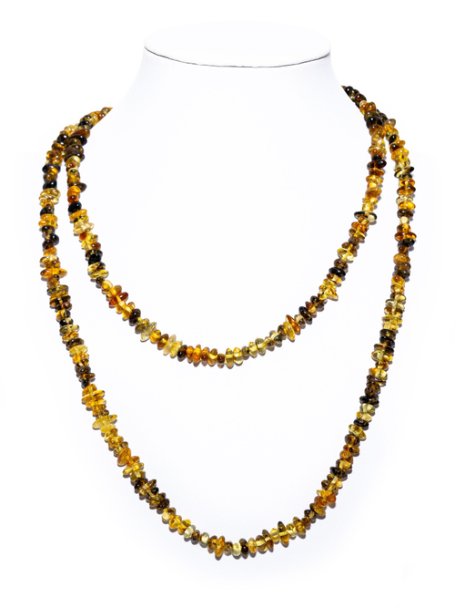 Длинные бусы из янтаря натуральные женские, длина 100 см.