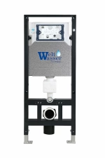 Унитаз подвесной WeltWasser AMBERG 506 + SALZBACH 043 MT-BL + AMBERG RD-BL черный матовый, безободковый, с крышкой микролифт, слив торнадо, с инсталляцией и черной кнопкой