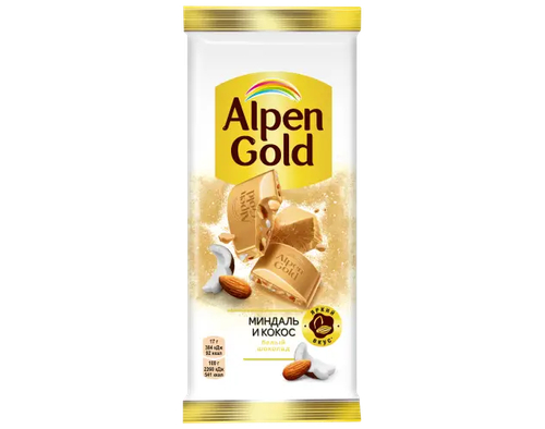 Шоколад белый Alpen Gold Миндаль и кокос (80 г)