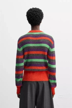 ZARA X HARRY LAMBERT СВИТЕР В ПОЛОСКУ, КРАСНЫЙ