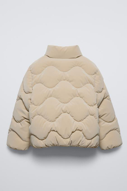 ZARA СТЕГАНАЯ КУРТКА ИЗ ПРОРЕЗИНЕННОЙ ТКАНИ, СВЕТЛЫЙ ЖЕЛТО-КОРИЧНЕВЫЙ