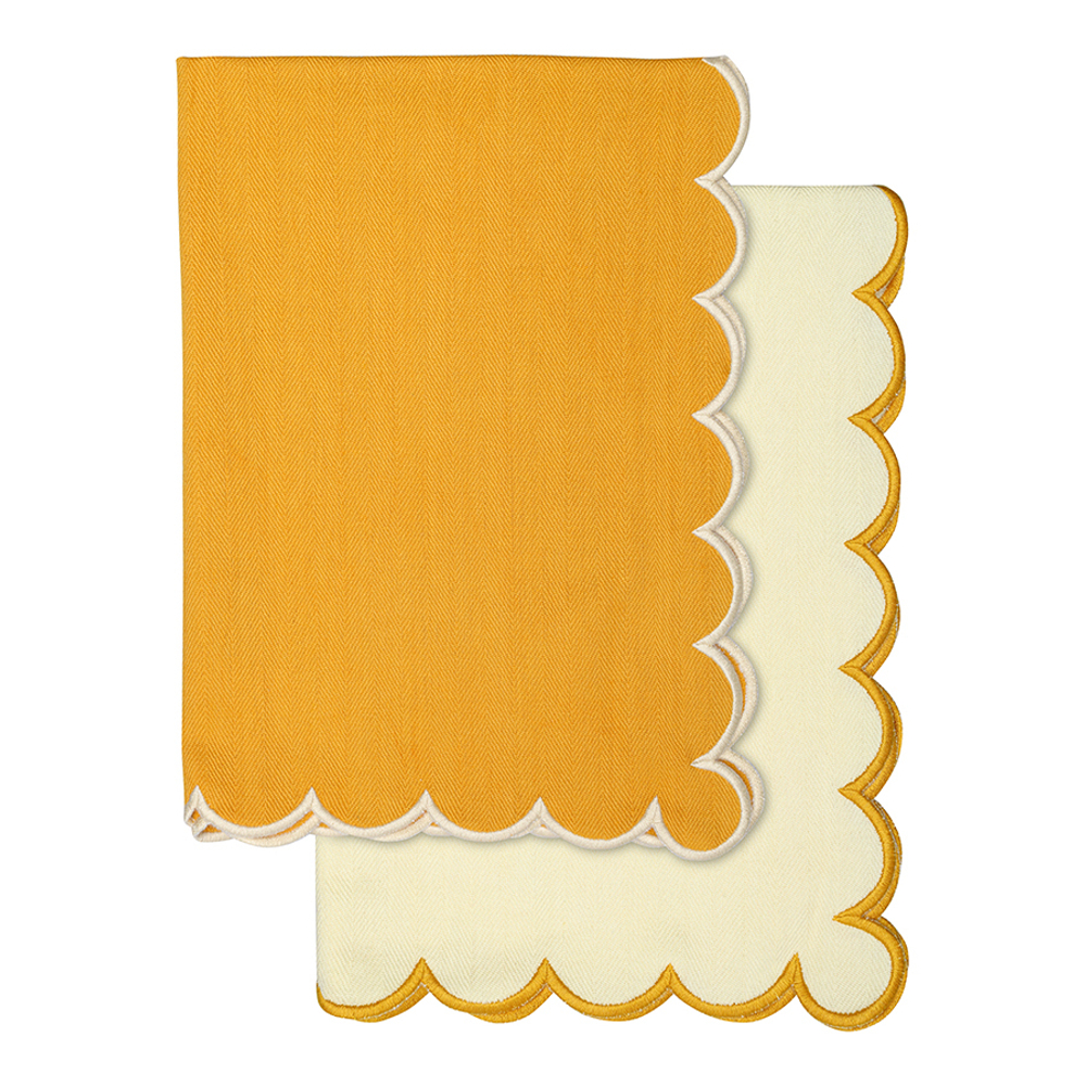 Набор кухонных полотенец с контрастным кантом горчичного цвета из коллекции trendy ruffles, 50х70 см