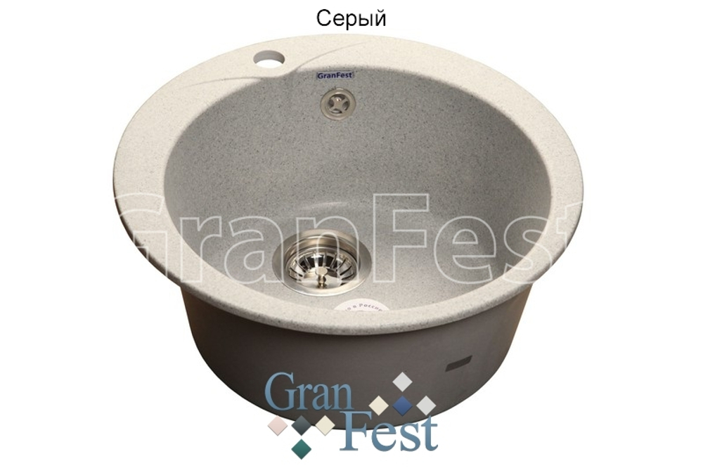 Мойка круглая,  GRANFEST GF-R480 серый 470х194мм