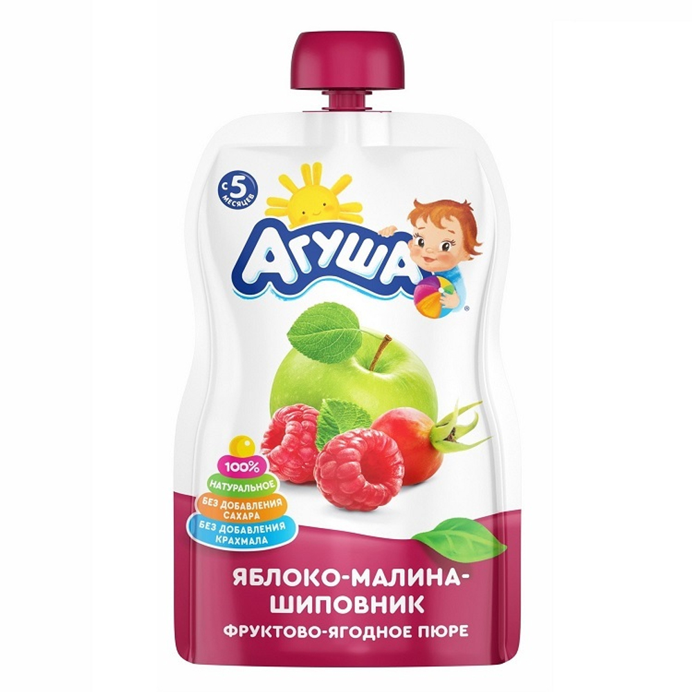 Агуша пюре фруктовое 90 гр Яблоко-малина-шиповник