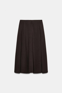 ZARA ЮБКА МИДИ АСИММЕТРИЧНОГО КРОЯ, КОРИЧНЕВЫЙ