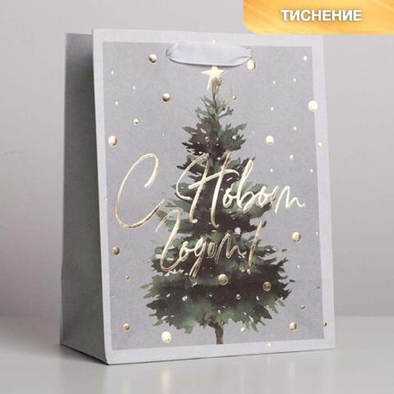 Пакет подарочный новогодний крафтовый «Сказочная ёлочка», MS 18×23×10 см