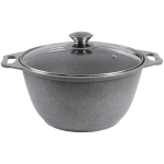 Кастрюля 4л «Мраморная»(светлый мрамор) со стеклянной крышкой кмс42а