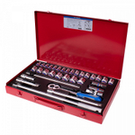 KING TONY (4534MR06) Набор торцевых головок с принадлежностями 1/2", 6-гранные, 8-32 мм, 33 предмета