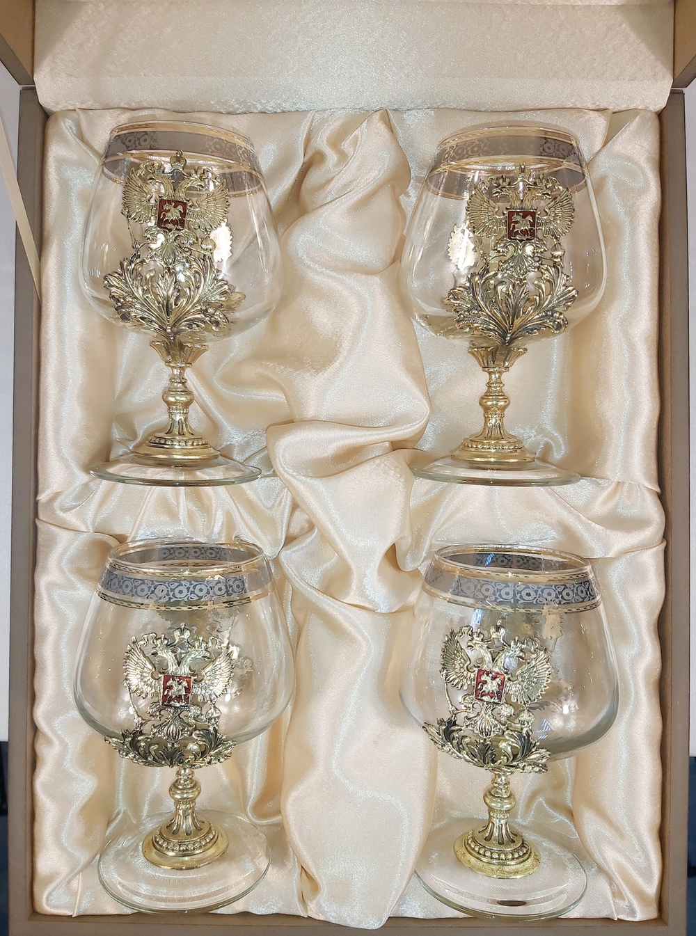 Набор из 4-х бокалов для коньяка "Россия" (подарочный футляр)